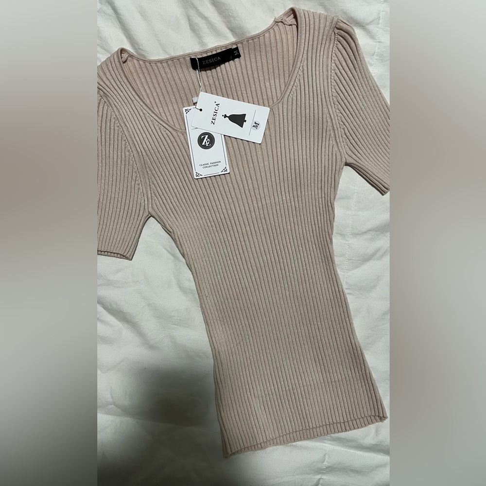 Zeagoo Women's Ribbed Tan Top